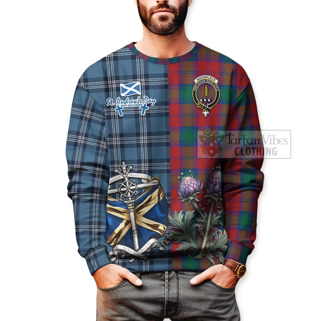 Auchinleck (Affleck) Tartan Sweatshirt Happy St. Andrew's Day Half Tartan Style