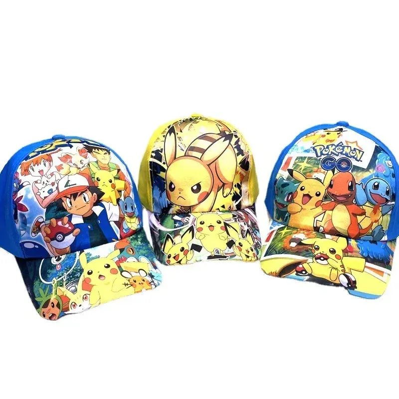 Pokemon Pikachu Baseball Cap Y2k Beach Anime Character Funny Hat Outdoor Sports Sunhat Kawaii Kids Toys Birthday Gift